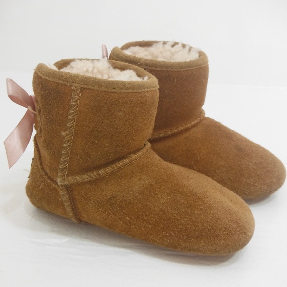 UGG Other - Girls Suede UGG Boots  with Pink Satin Bows 4/5